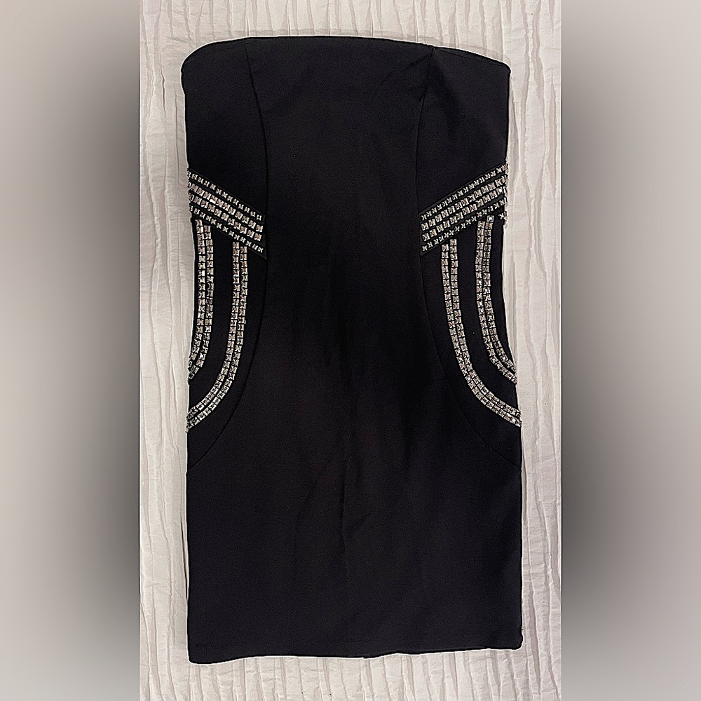 Guess Los Angeles Studded Strapless Midi Dress